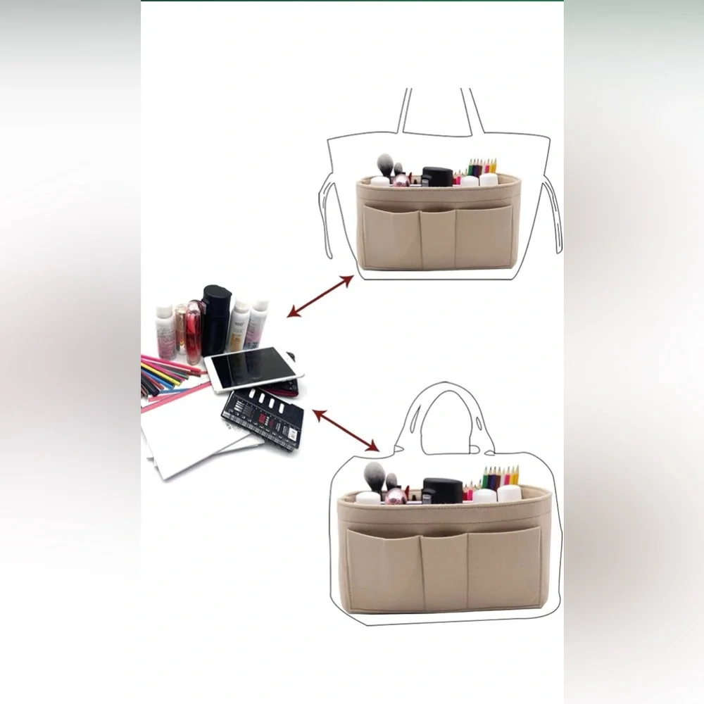 NWT Lexsion Felt Beige Purse Organizer in Slender Medium